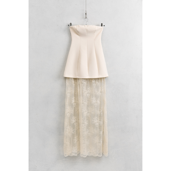 LUMINA CREME STRAPLESS DRESS