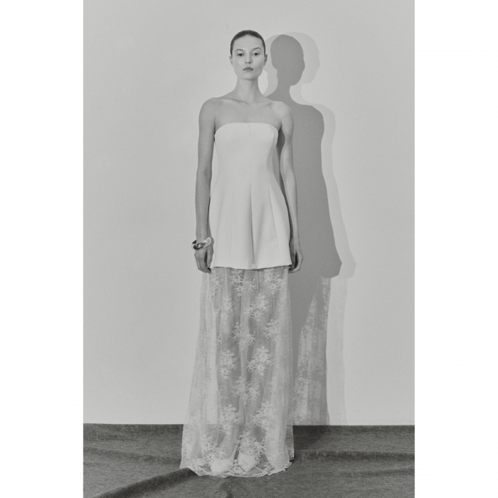 LUMINA CREME STRAPLESS DRESS