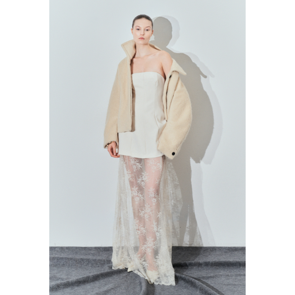 LUMINA CREME STRAPLESS DRESS