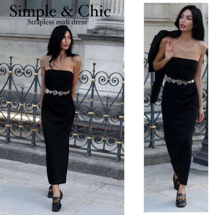 ELEH BLACK MIDI DRESS