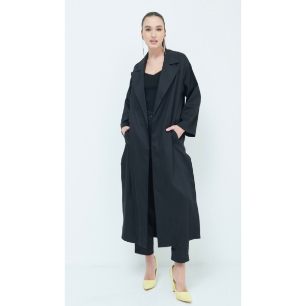 LALLOOSE BLACK TRENCH COAT