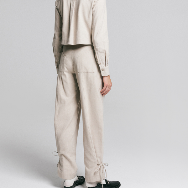 POPTOMETRY BEIGE COTTON-FLANNEL TROUSERS