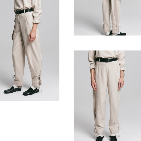 POPTOMETRY BEIGE COTTON-FLANNEL TROUSERS