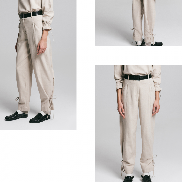 POPTOMETRY BEIGE COTTON-FLANNEL TROUSERS