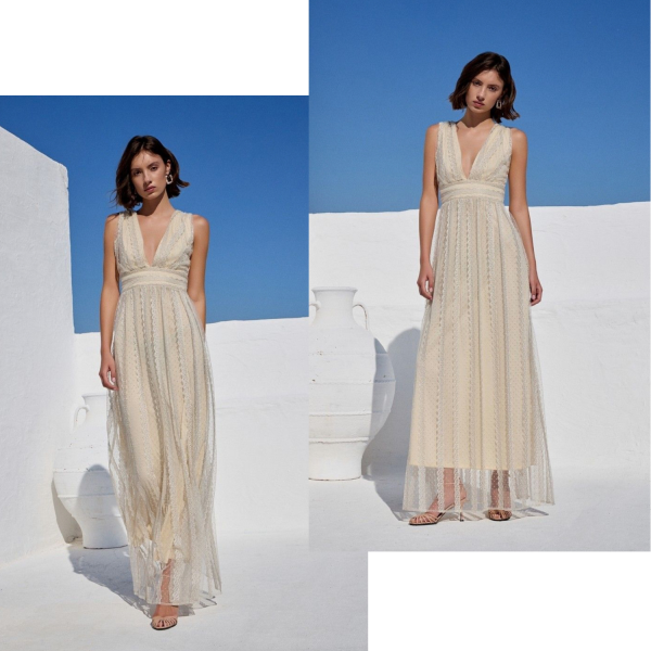 BE YOU MAXI DRESS WITH EMBROIDERED TULLE