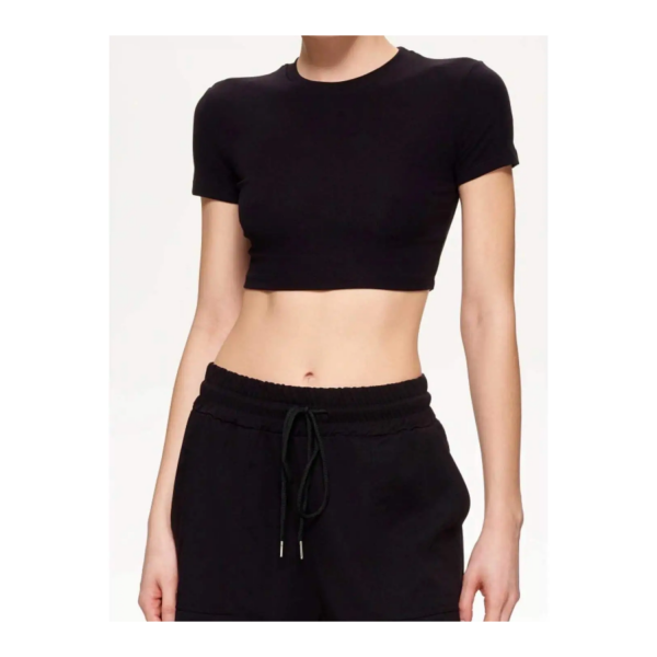 LUMINA  black cotton cropped t-shirt 
