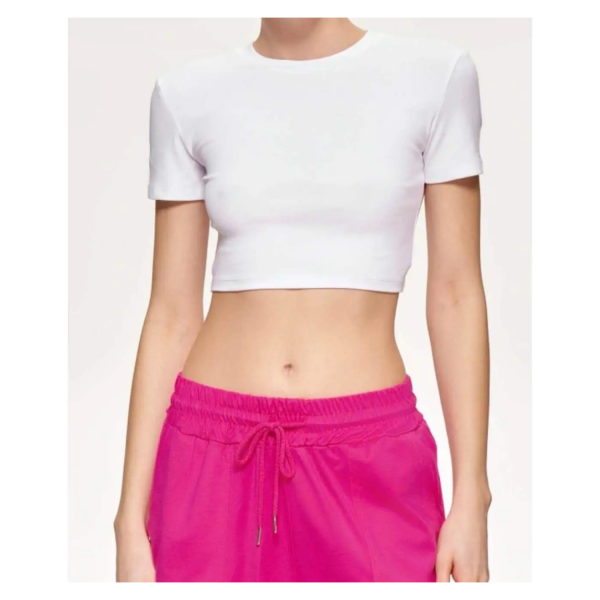 LUMINA  white cotton cropped t-shirt 