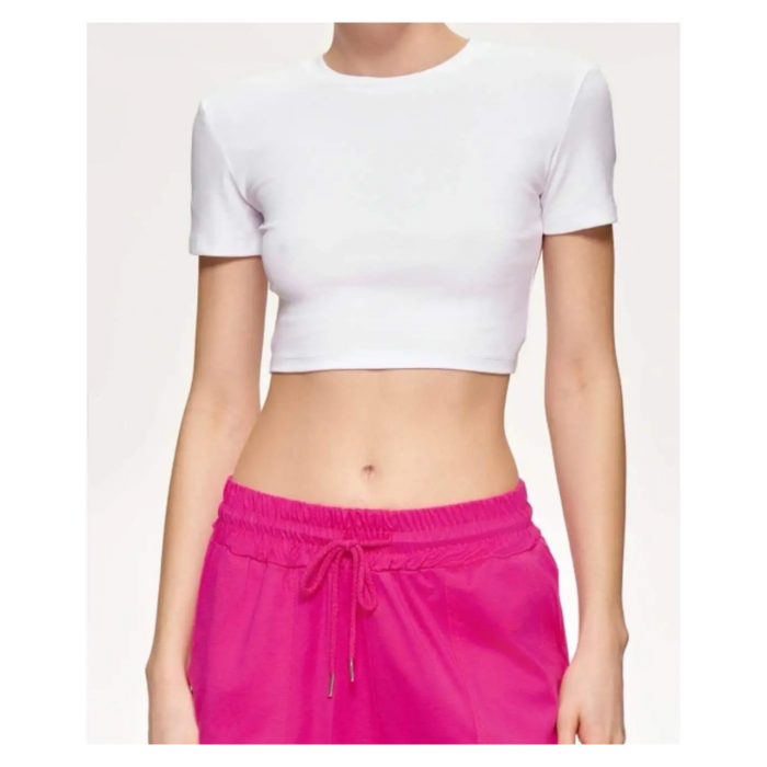 LUMINA  white cotton cropped t-shirt 