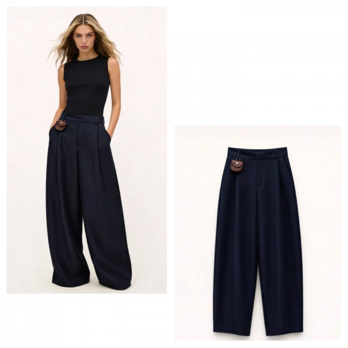 LUMINA Wide Leg Pants dark blue
